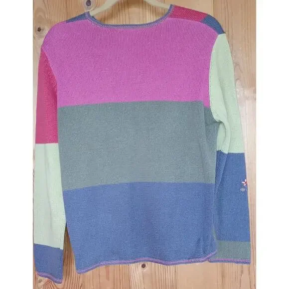 Vintage Koret Patchwork Cardigan Floral Embroidered Size Medium Cotton Blend - Picture 4 of 7